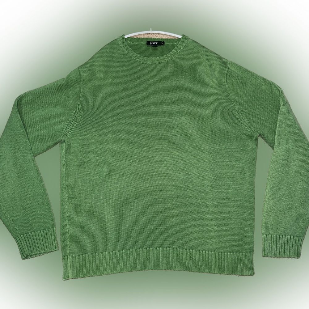 J. Crew Green Crewneck Sweater with Relaxed Fit